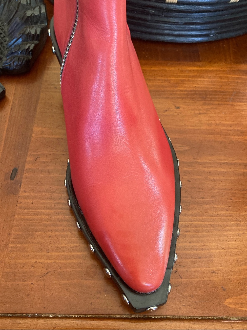Rag & Bone “Santiago” Pointed Toe Wedge Bootie in Fiery Red - Picture 12 of 13